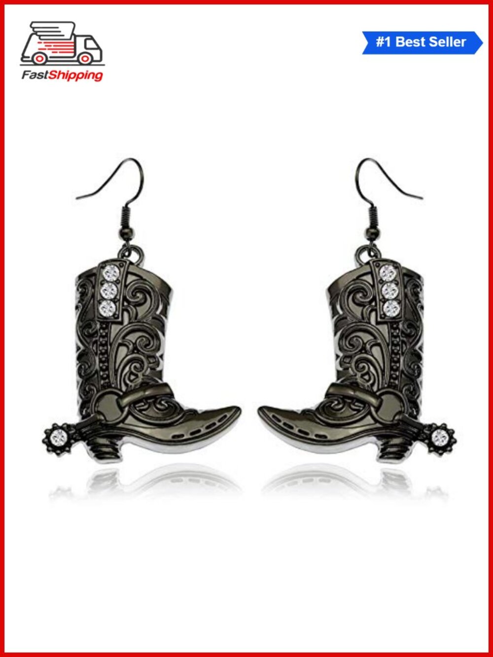 ✨ Western Cowgirl Boots Texas Spur Dangle Drop Earrings Boho Rodeo Costume